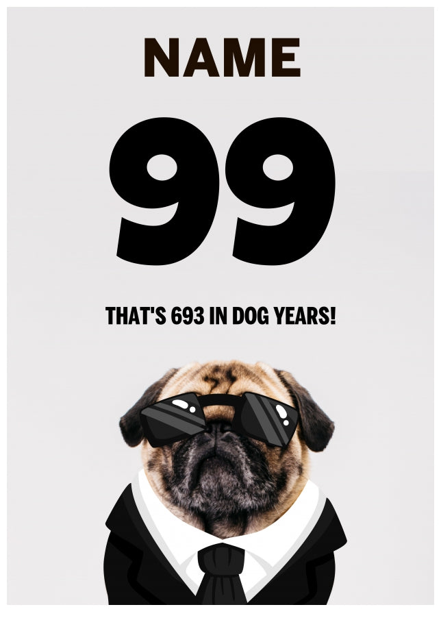 Happy 99th Birthday Card - 99 is 693 in Dog Years!