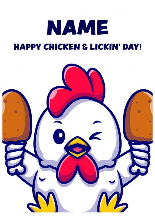 Chicken and Licking Day Card for Her, Wife or Girlfriend | Happy Chicken & Lickin' Day