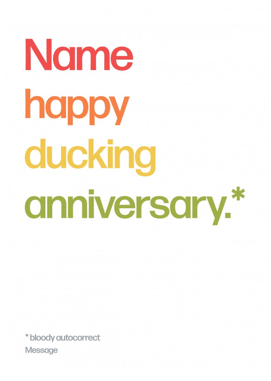 Personalised Happy Ducking Anniversary Card