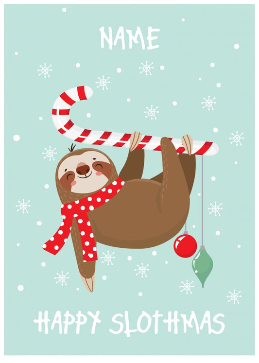 Personalised Happy Slothmas Christmas Card