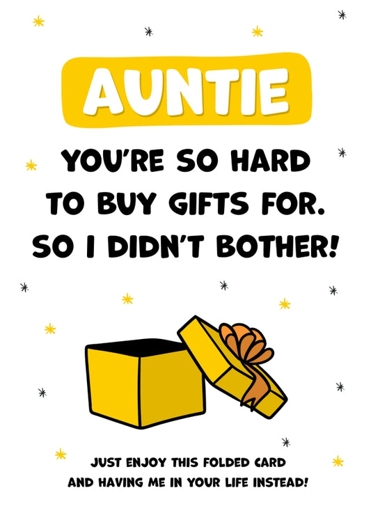 Happy Birthday Auntie Card for Women - Auntie You're Hard to Buy For!