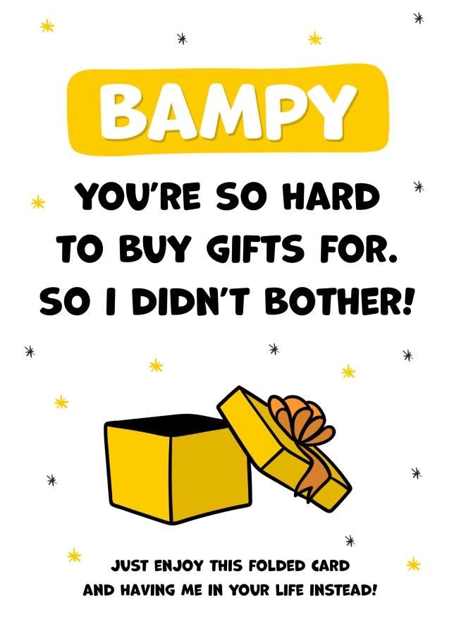 Happy Birthday Bampy Card for Men - Bampy You're Hard to Buy For!