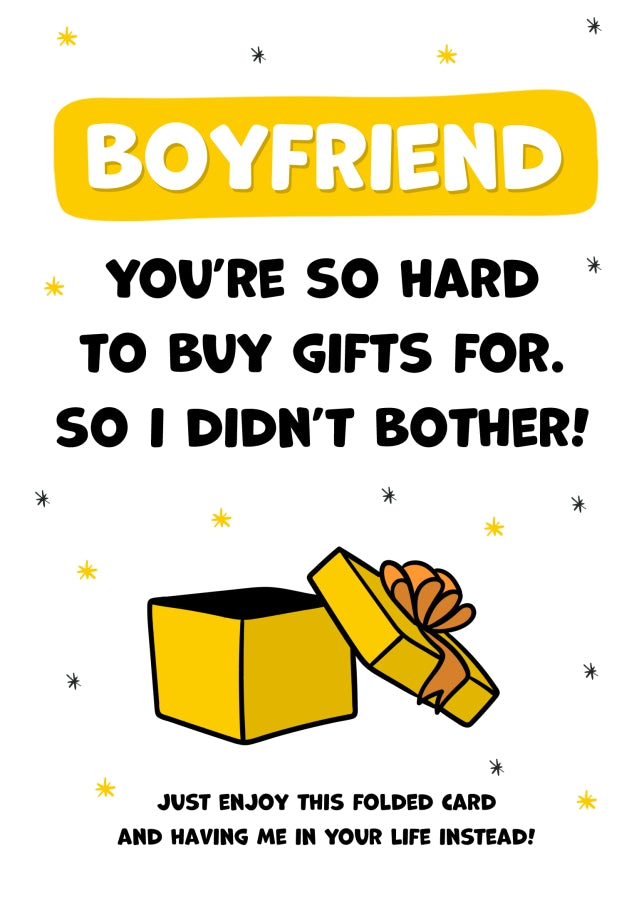 Happy Birthday Boyfriend Card for Men - Boyfriend You're Hard to Buy For!