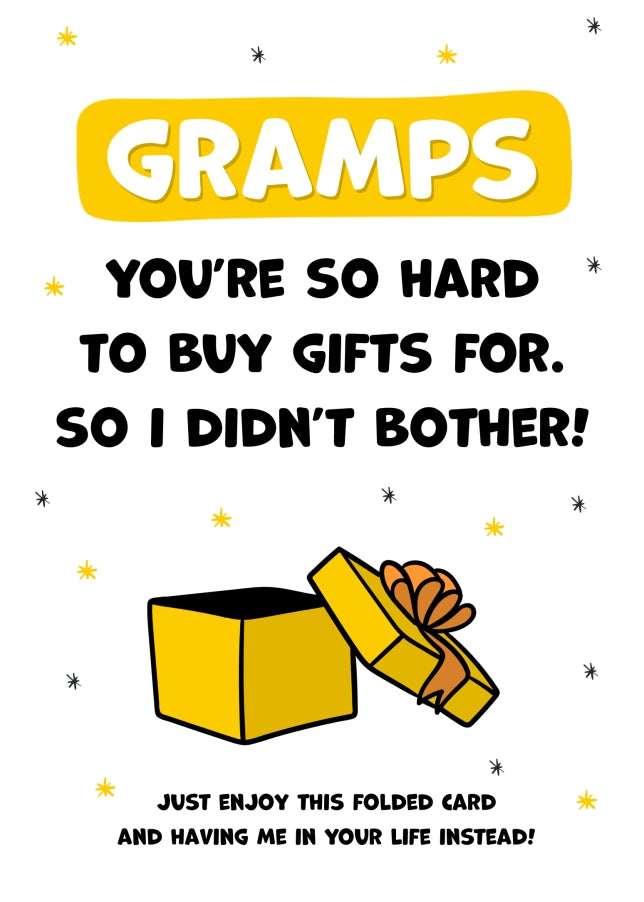 Happy Birthday Gramps Card for Men - Gramps You're Hard to Buy For!