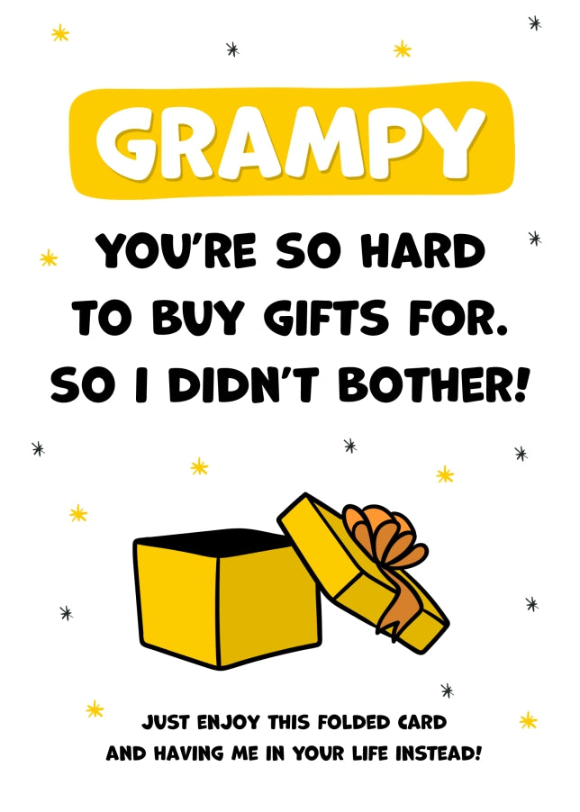 Happy Birthday Grampy Card for Men - Grampy You're Hard to Buy For!