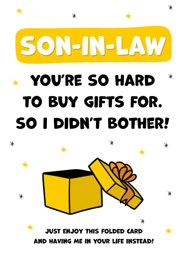 Happy Birthday Son-in-Law Card for Men - Son-in-Law You're Hard to Buy For!