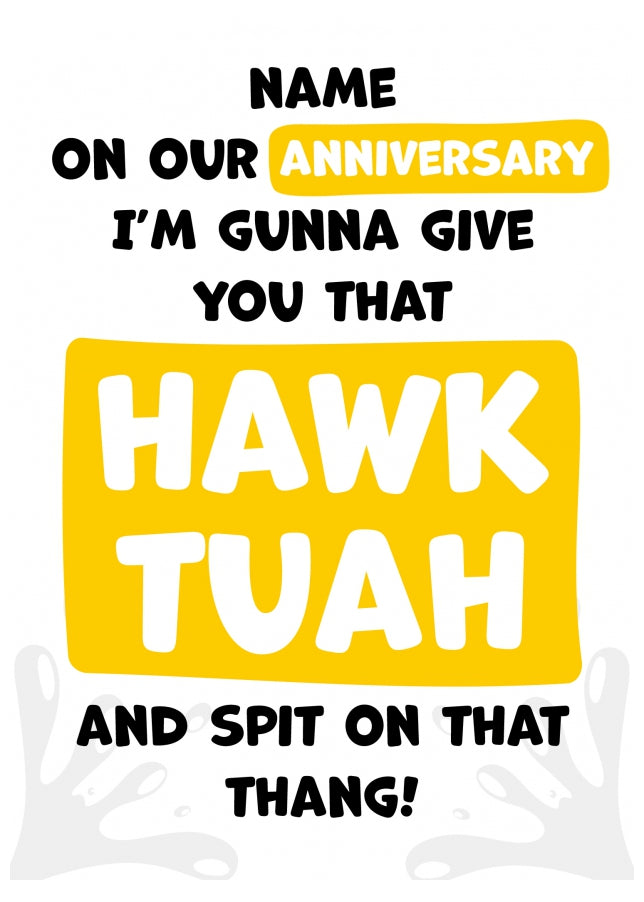 Funny Wedding Anniversary Card for Husband - Hawk Tuah