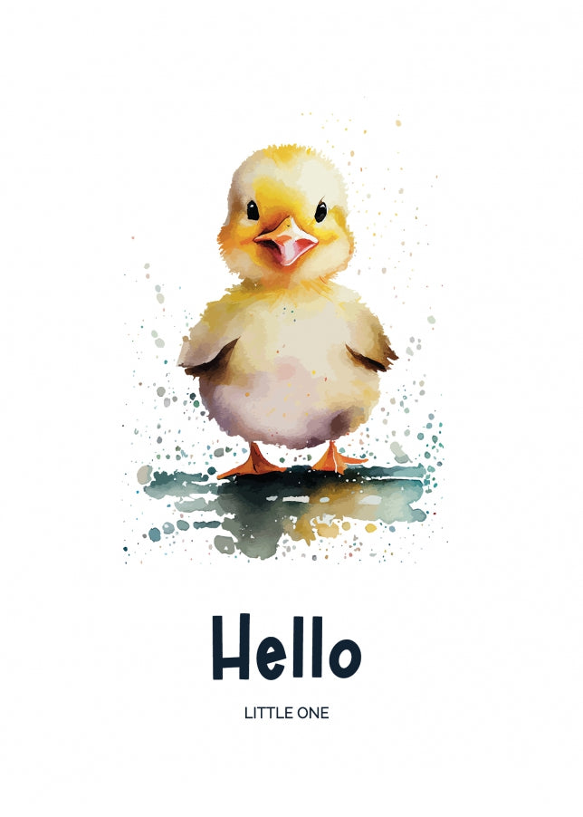 Congratulations Baby Boy Card or New Baby Girl Card - Hello Little One - Duck