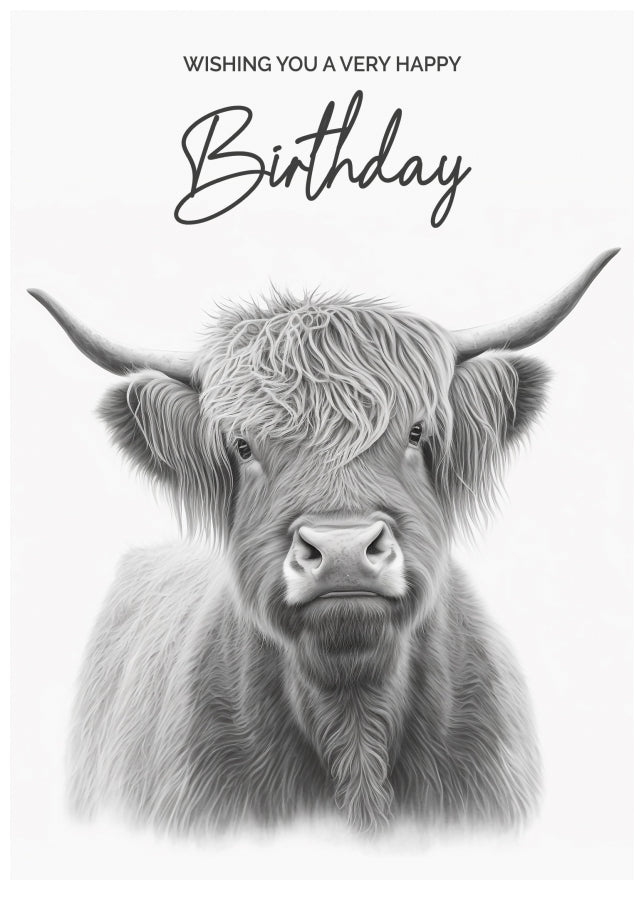 Highland Cow Birthday Card for Women & Men