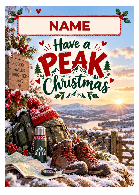 Personalised Hiking Christmas Card