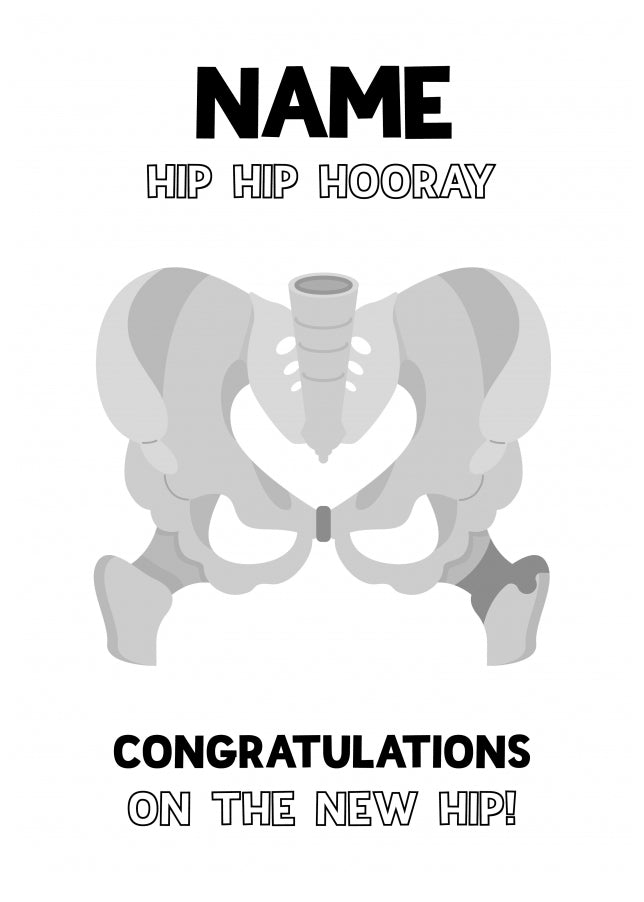 Personalised Get Well Cards for Men - Hip Operation - Hip Hip Hooray