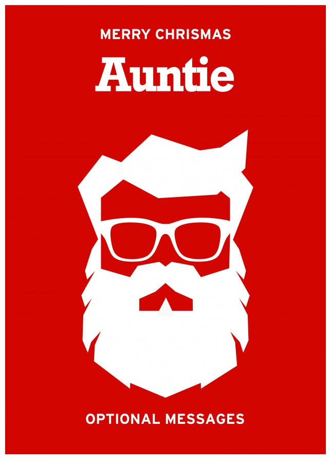 Hipster Christmas Card for Auntie -  Santa with Beard!