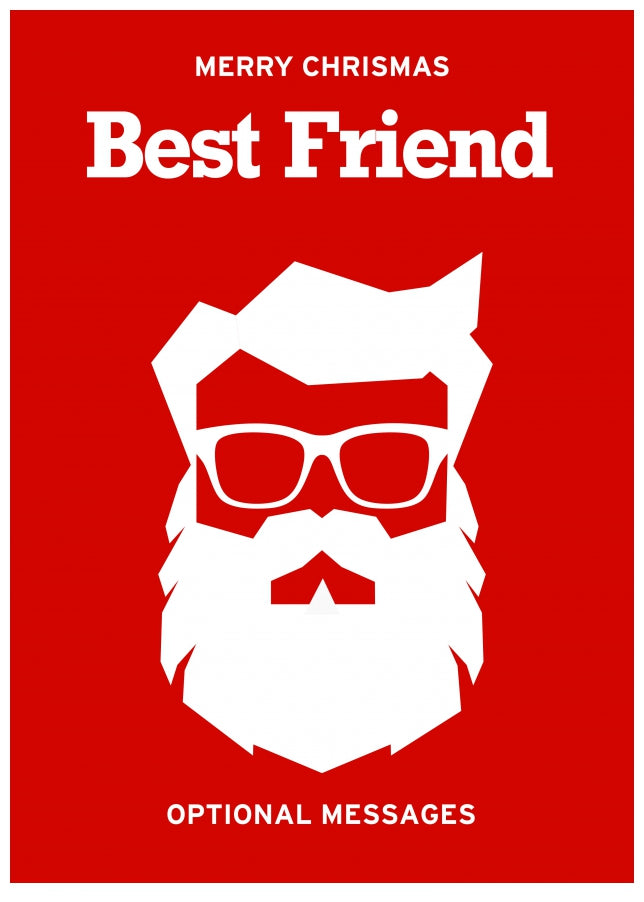 Hipster Christmas Card for Best Friend -  Santa with Beard!