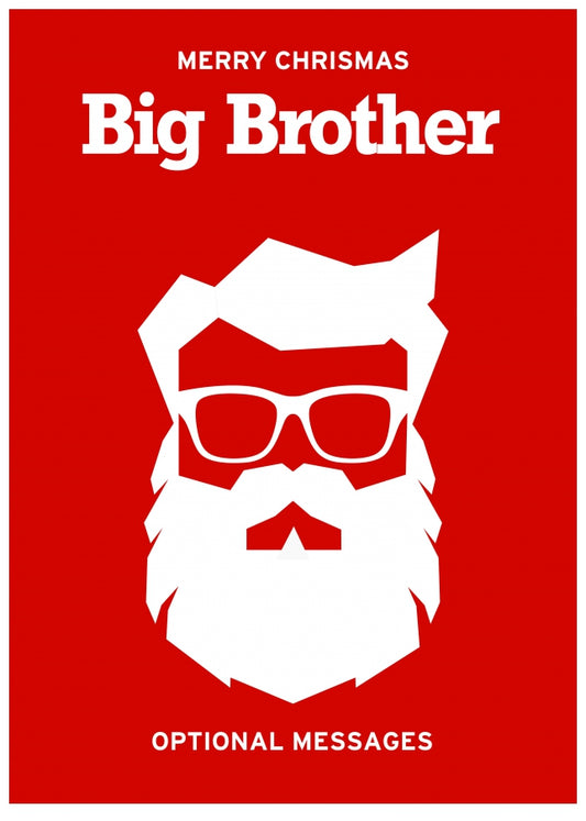 Hipster Christmas Card for Big Brother -  Santa with Beard!