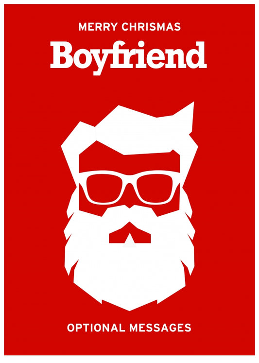 Hipster Christmas Card for Boyfriend -  Santa with Beard!