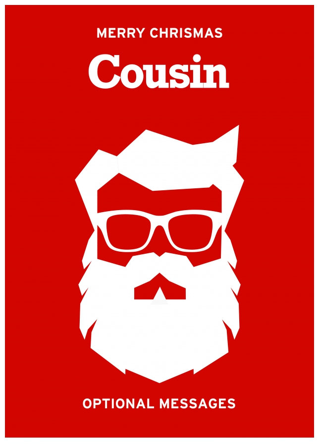 Hipster Christmas Card for Cousin -  Santa with Beard!