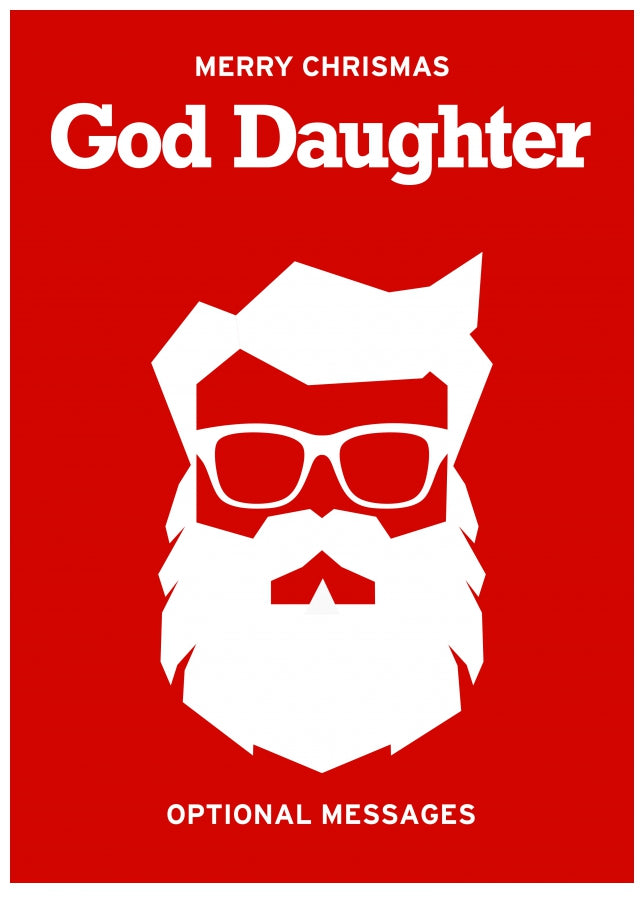 Hipster Christmas Card for God Daughter -  Santa with Beard!