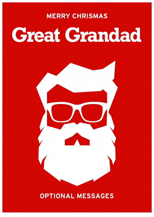 Hipster Christmas Card for Great Grandad -  Santa with Beard!