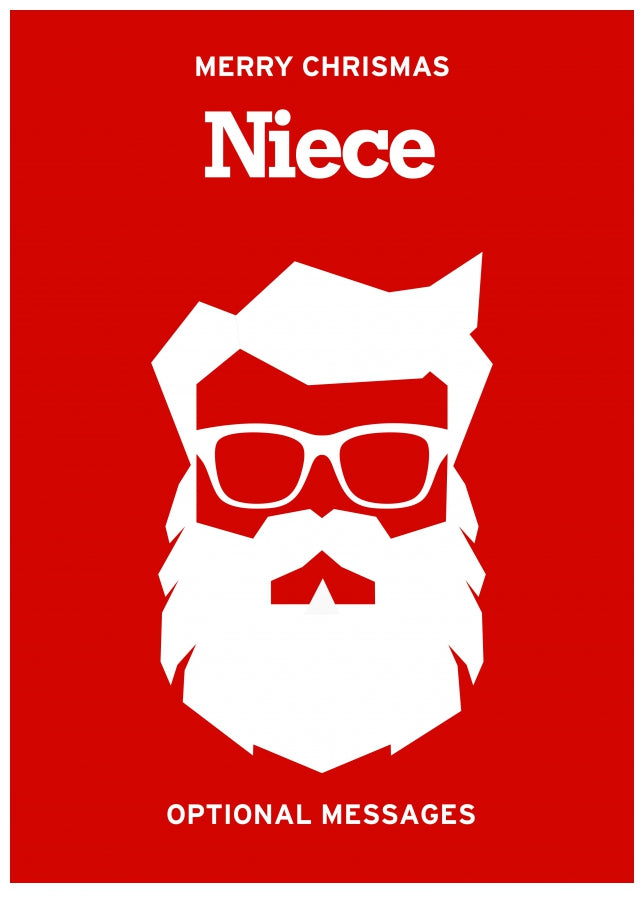 Hipster Christmas Card for Niece -  Santa with Beard!