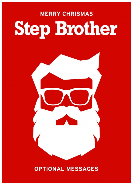 Hipster Christmas Card for Step Brother -  Santa with Beard!