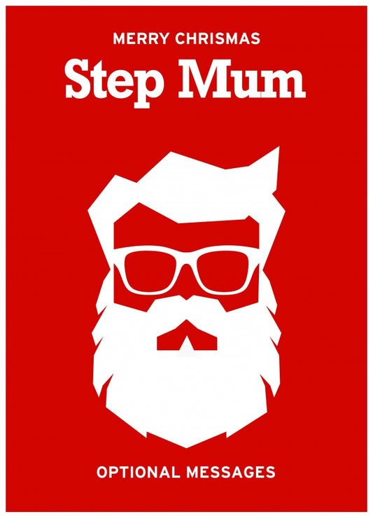 Hipster Christmas Card for Step Mum -  Santa with Beard!