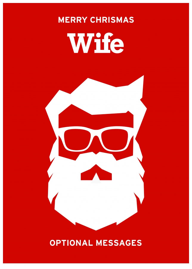 Hipster Christmas Card for Wife -  Santa with Beard!