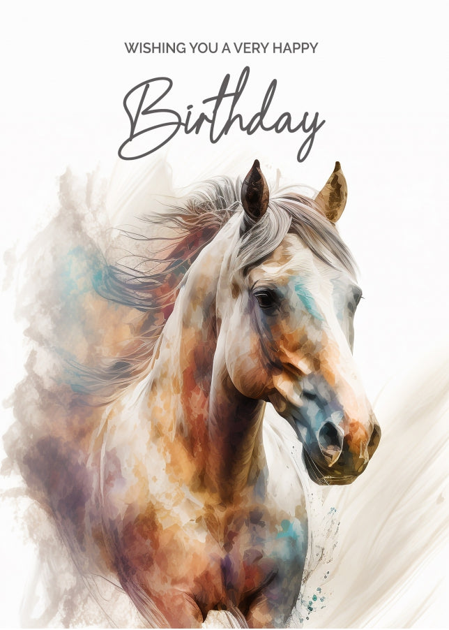 Brown Horse Birthday Cards for Women and Girls - Any Age Female Mum Daughter Wife