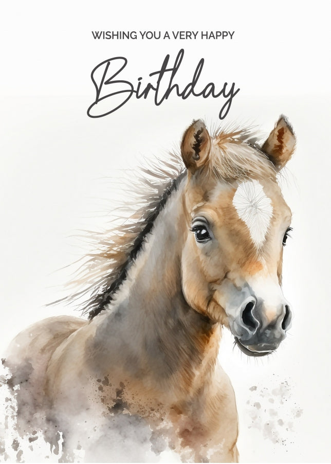 Brown Horse Birthday Cards for Women and Girls - Any Age Female Mum Daughter Wife