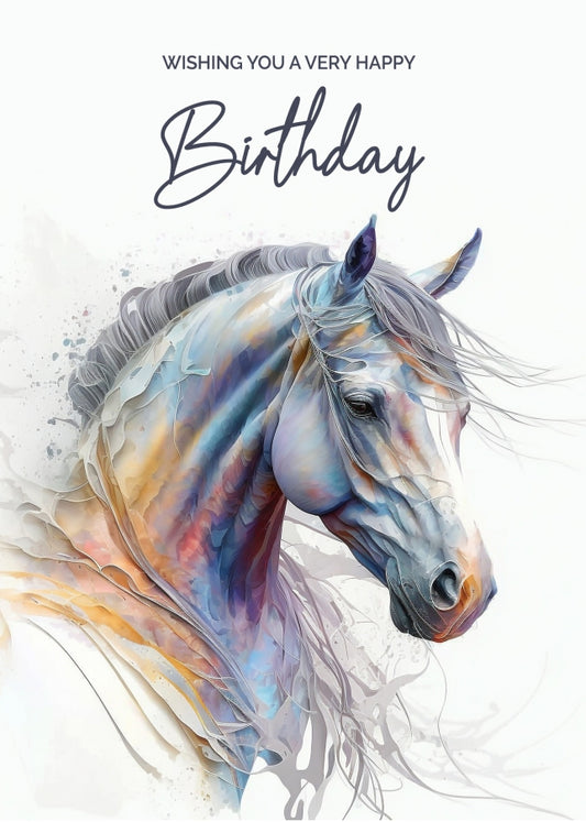 Brown Horse Birthday Cards for Women and Girls - Any Age Female Mum Daughter Wife