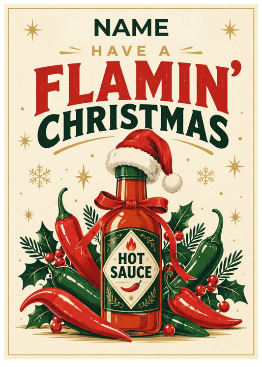 Personalised Hot Sauce Christmas Card