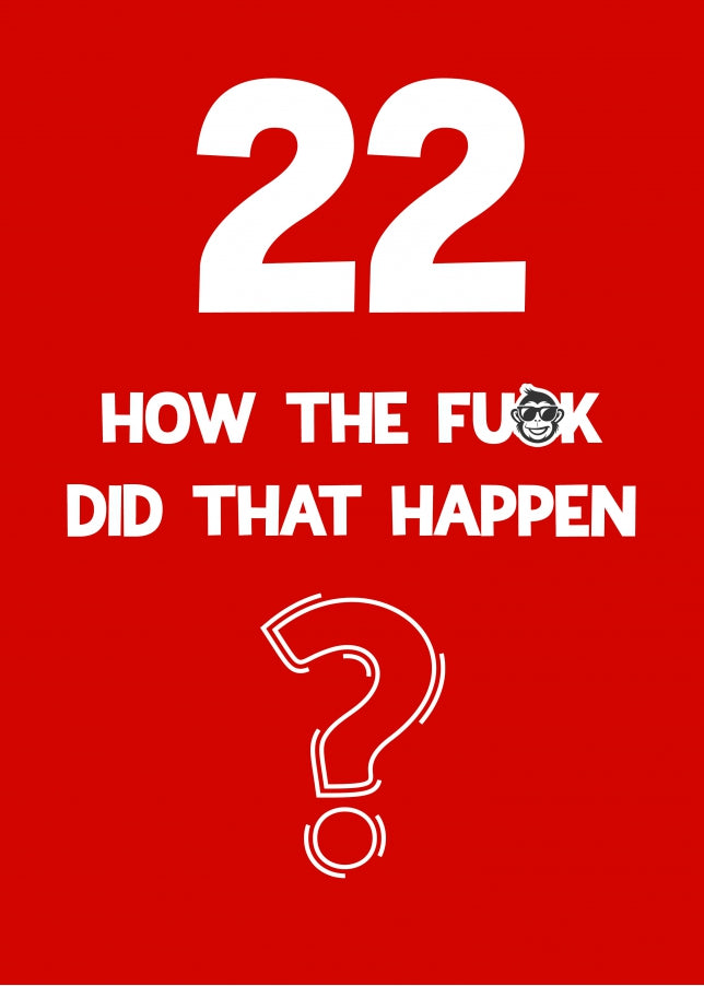 Funny 22nd Birthday Card - How Did That Happen?