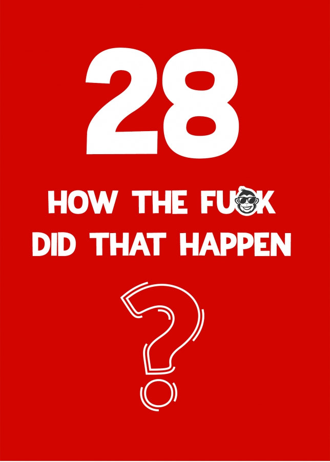 Funny 28th Birthday Card - How Did That Happen?