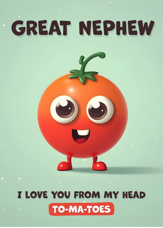 Great Nephew Birthday Card - I Love You Tomatoes - Funny Happy Birthday Great Nephew Card