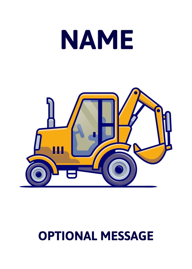 Back Loader Digger Greetings Card