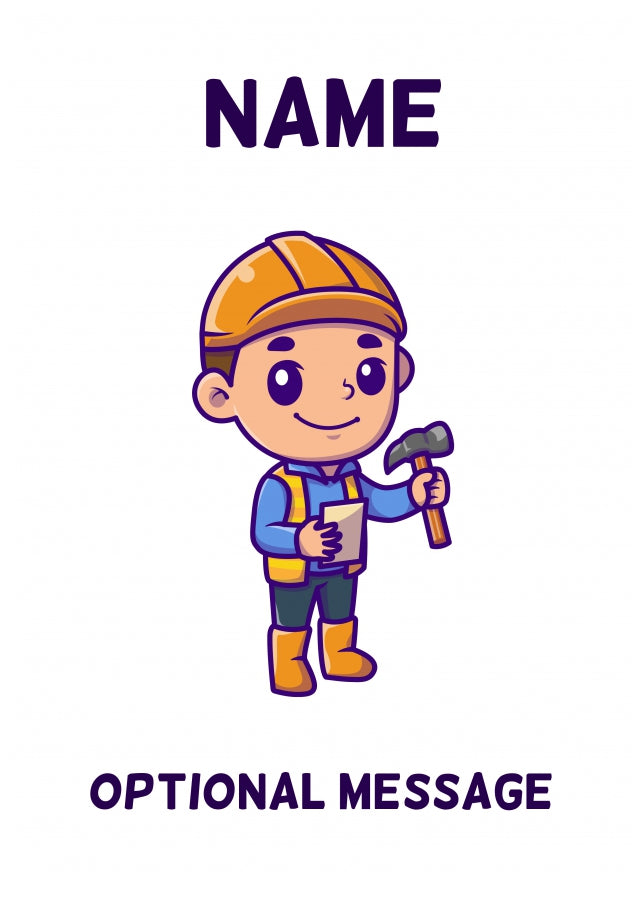 Boy Builder Greetings Card