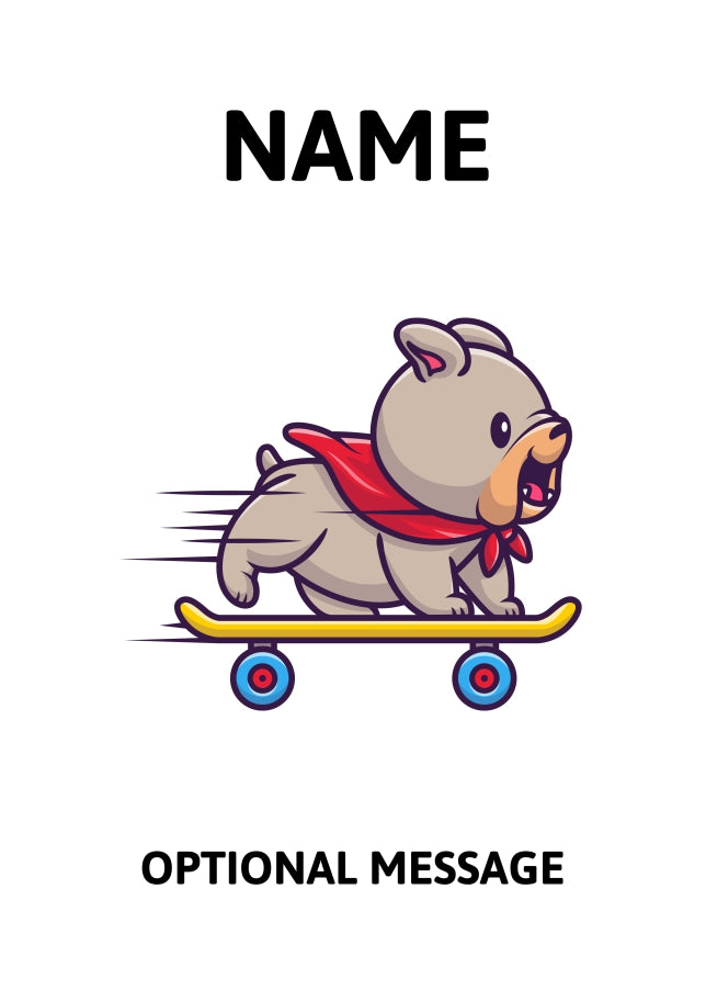 Bulldog on Skateboard Greetings Card