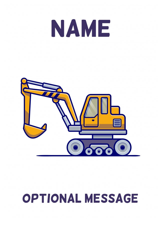 Excavator Greetings Card