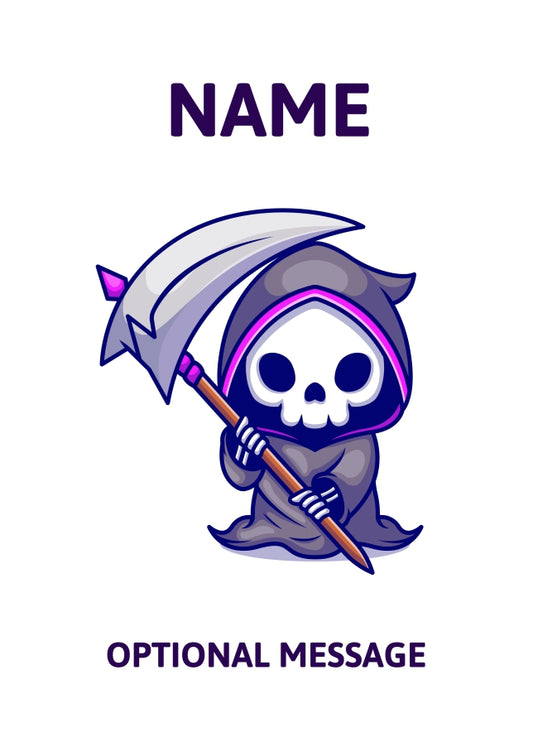 Personalised Grim Reaper Birthday Card