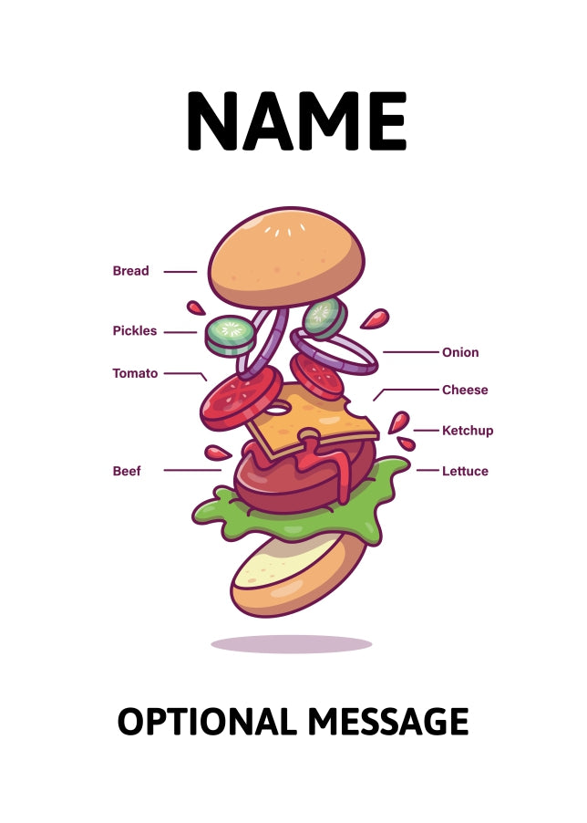 Burger Ingredients Greetings Card
