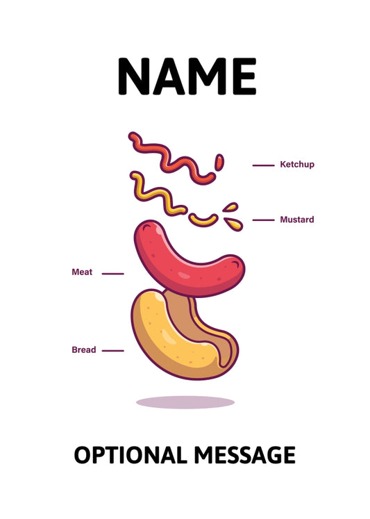 Hot Dog Ingredients Greetings Card