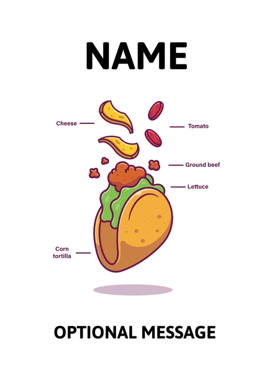 Taco Ingredients Greetings Card