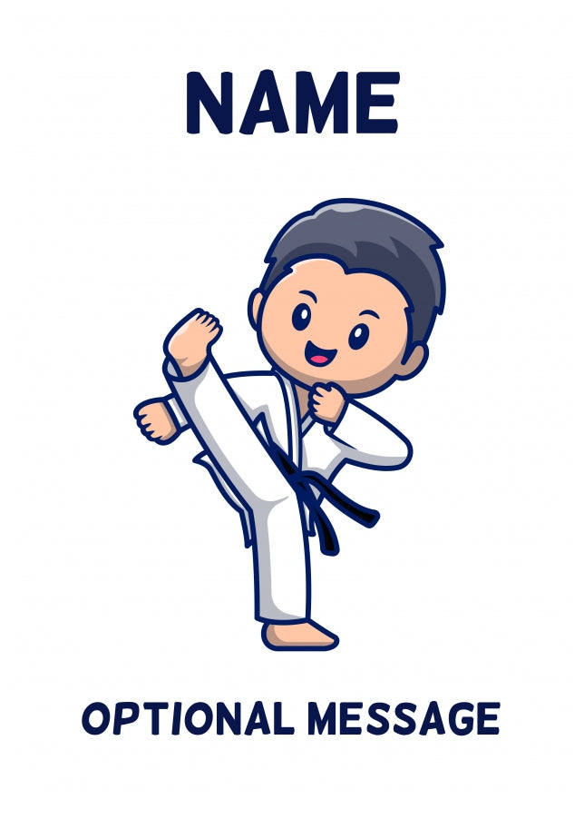 Black Belt Karate Kid Birthday Card for Boy or Girl