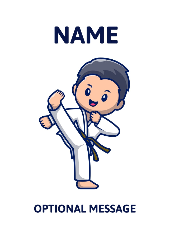 Brown Belt Karate Kid Birthday Card for Boy or Girl