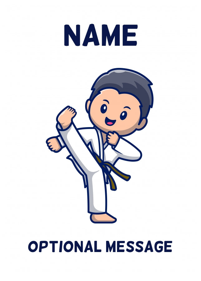 Brown Belt Karate Kid Birthday Card for Boy or Girl