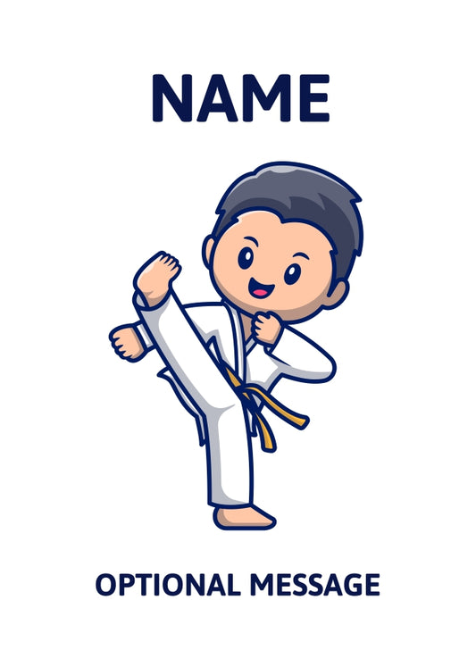 Orange Belt Karate Kid Birthday Card for Boy or Girl