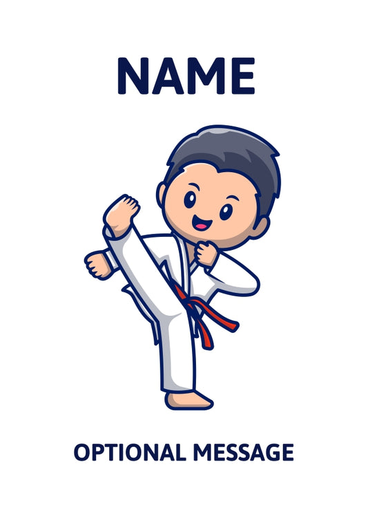 Red Belt Karate Kid Birthday Card for Boy or Girl