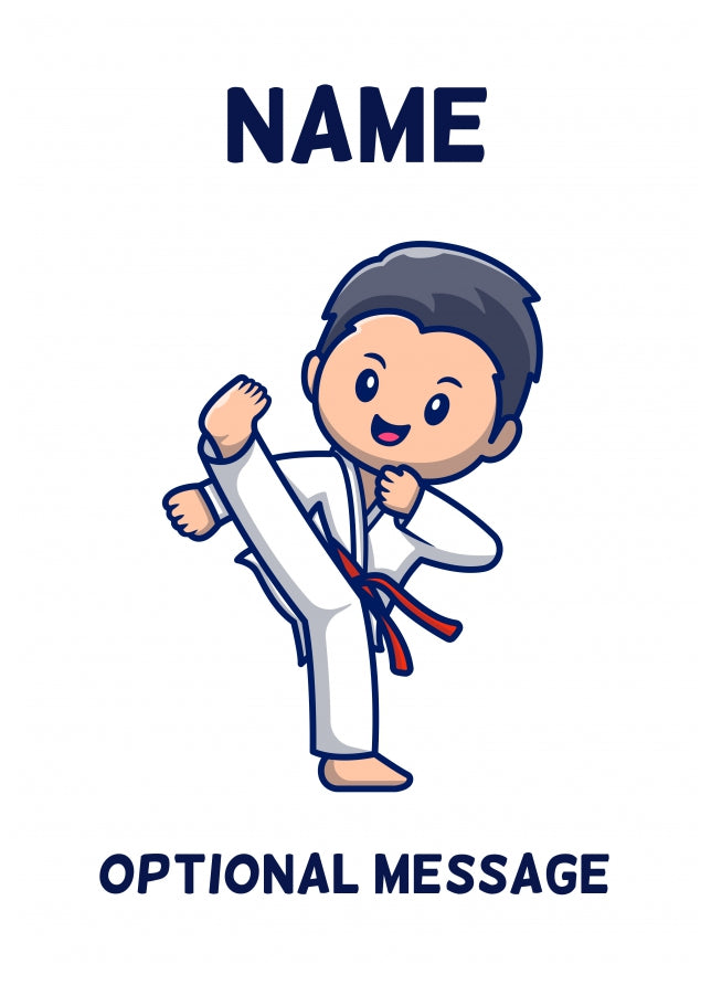 Red Belt Karate Kid Birthday Card for Boy or Girl