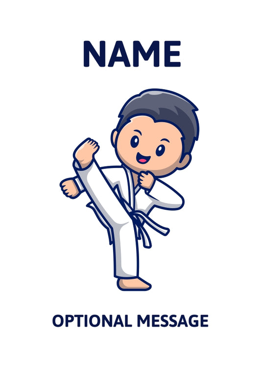 White Belt Karate Kid Birthday Card for Boy or Girl