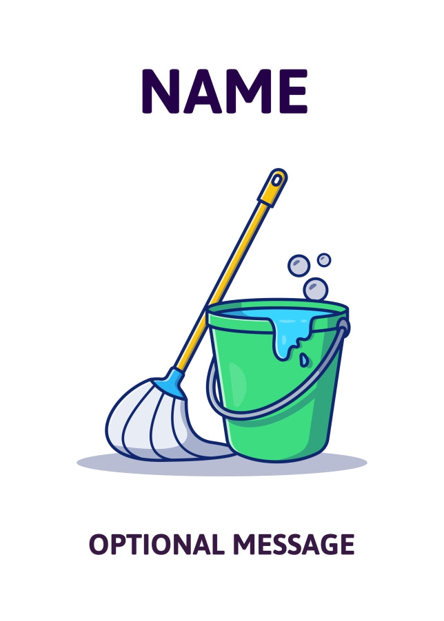 Mop and Bucket Greetings Card