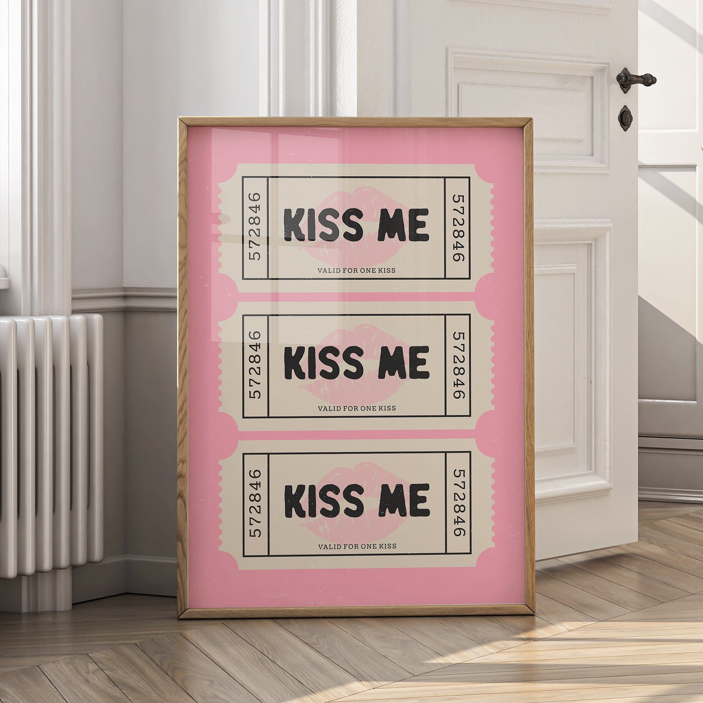 Kiss Me Wall Art - Retro Ticket - Digital Download